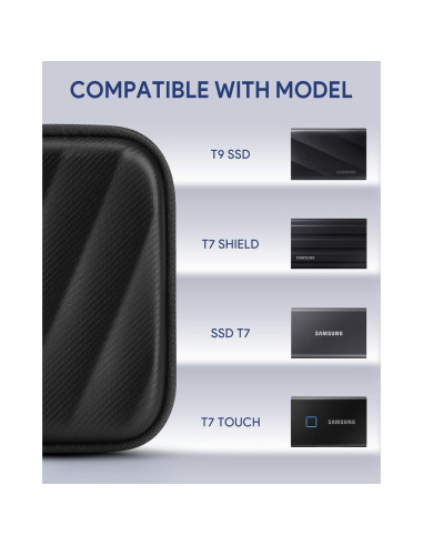 Funda Dura para SSD Samsung T9/T7 Shield - Impermeable - Negro