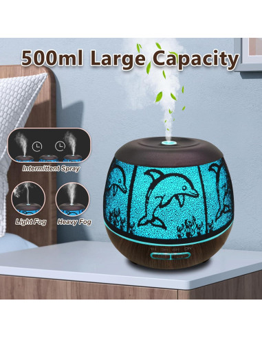 Difusor de Aceite Esencial Elcxsla 500ml con Luz LED y Apagado Automático