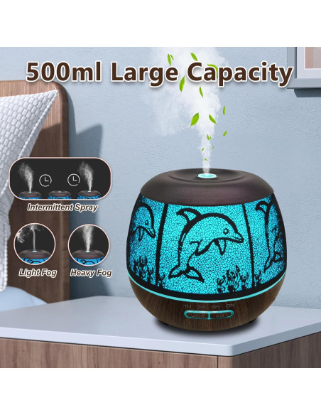 Difusor de Aceite Esencial Elcxsla 500ml con Luz LED y Apagado Automático