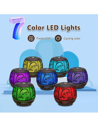 Difusor de Aceite Esencial Elcxsla 500ml con Luz LED y Apagado Automático