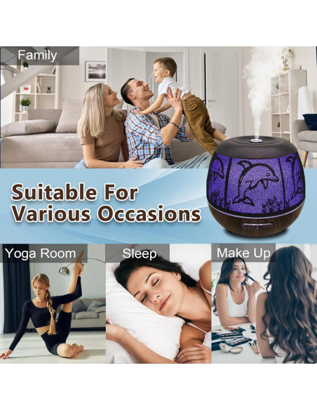 Difusor de Aceite Esencial Elcxsla 500ml con Luz LED y Apagado Automático