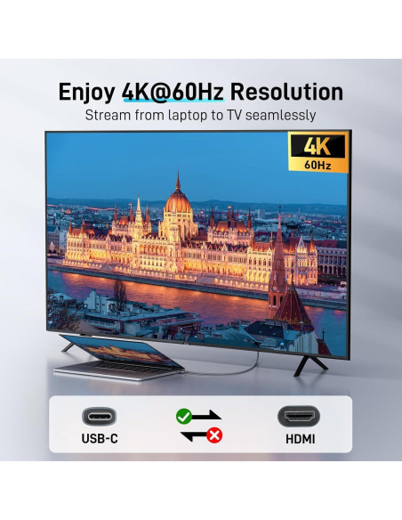 Cable USB C a HDMI 1.83m KEJOG 4K 60Hz Alta Velocidad