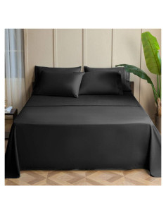 Juego de Sábanas Doble SONORO KATE Microfibra 1700 Hilos Negro