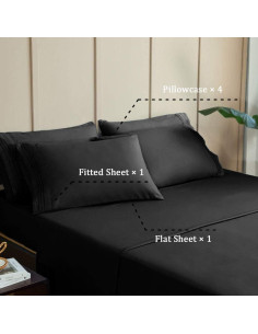 Juego de Sábanas Doble SONORO KATE Microfibra 1700 Hilos Negro 2