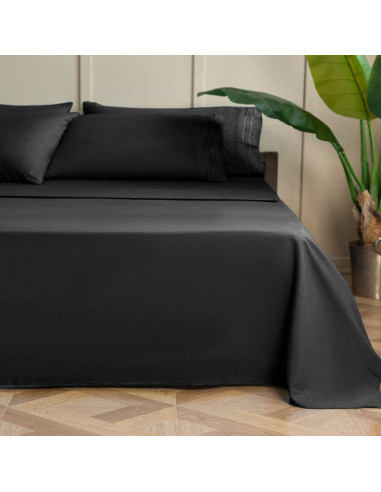 Juego de Sábanas Doble SONORO KATE Microfibra 1700 Hilos Negro