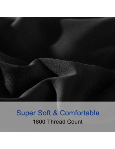 Juego de Sábanas Doble SONORO KATE Microfibra 1700 Hilos Negro