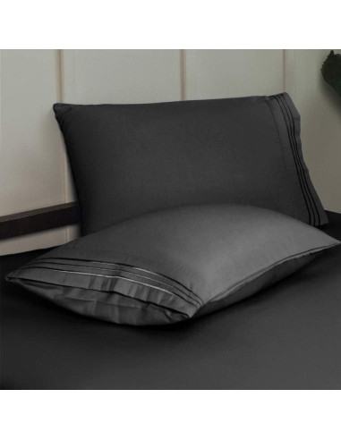 Juego de Sábanas Doble SONORO KATE Microfibra 1700 Hilos Negro