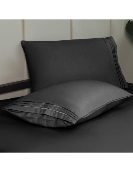 Juego de Sábanas Doble SONORO KATE Microfibra 1700 Hilos Negro