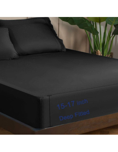 Juego de Sábanas Doble SONORO KATE Microfibra 1700 Hilos Negro