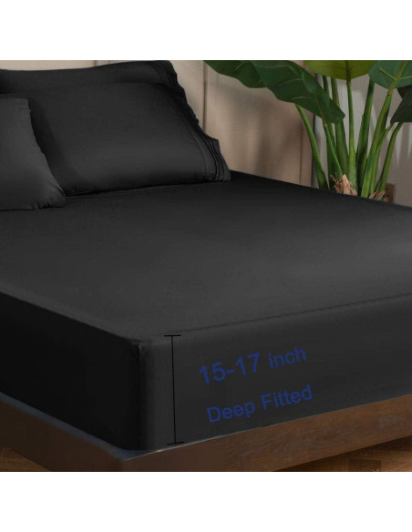 Juego de Sábanas Doble SONORO KATE Microfibra 1700 Hilos Negro