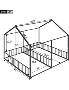 Cama de Piso Doble para Gemelos Bellemave Individual Metal Negra 2