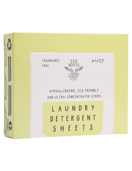Hojas de Detergente para Ropa ECO ROOTS Sin Fragancia 64 Cargas