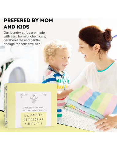 Hojas de Detergente para Ropa ECO ROOTS Sin Fragancia 64 Cargas
