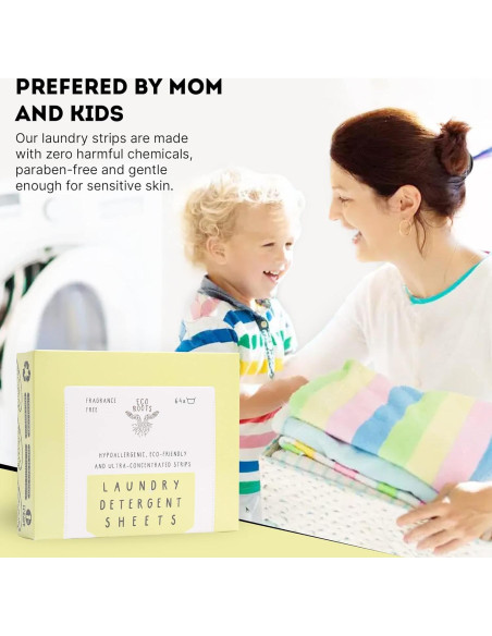 Hojas de Detergente para Ropa ECO ROOTS Sin Fragancia 64 Cargas