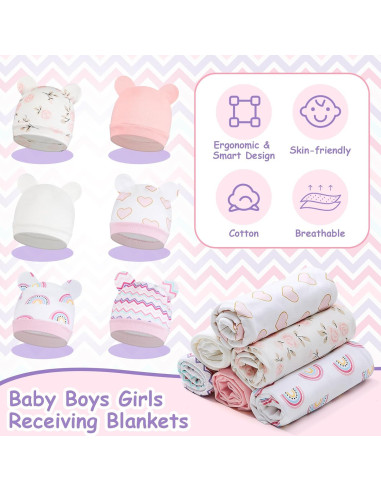 Set de 6 Mantas de Algodón Ramede 80x80 cm para Bebés 0-3 Meses