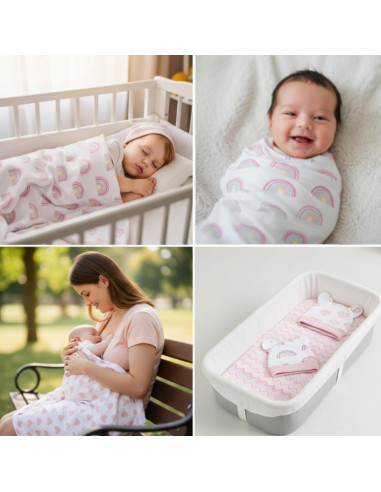 Set de 6 Mantas de Algodón Ramede 80x80 cm para Bebés 0-3 Meses