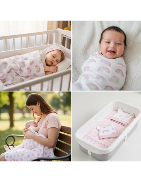 Set de 6 Mantas de Algodón Ramede 80x80 cm para Bebés 0-3 Meses