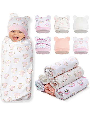 Set de 6 Mantas de Algodón Ramede 80x80 cm para Bebés 0-3 Meses