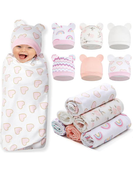 Set de 6 Mantas de Algodón Ramede 80x80 cm para Bebés 0-3 Meses