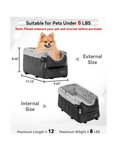 Asiento de Coche para Perros PETSFIT Pequeño Negro 43.5x24x21.5 cm
