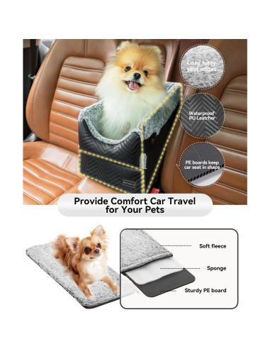 Asiento de Coche para Perros PETSFIT Pequeño Negro 43.5x24x21.5 cm