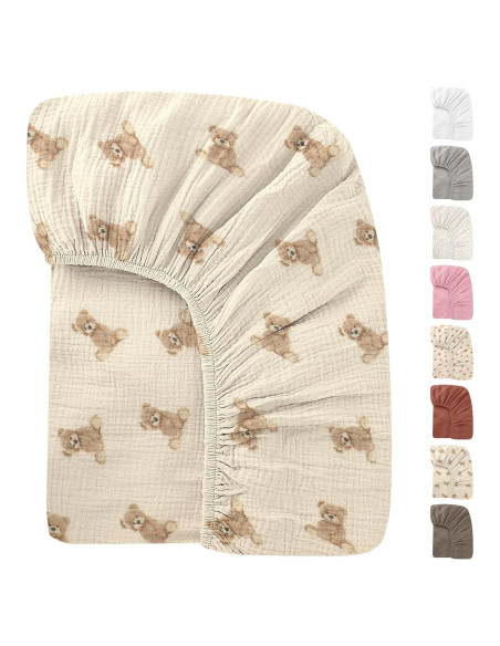 Sábanas de Cuna Knirose 100% Algodón Muselina 132x71 cm