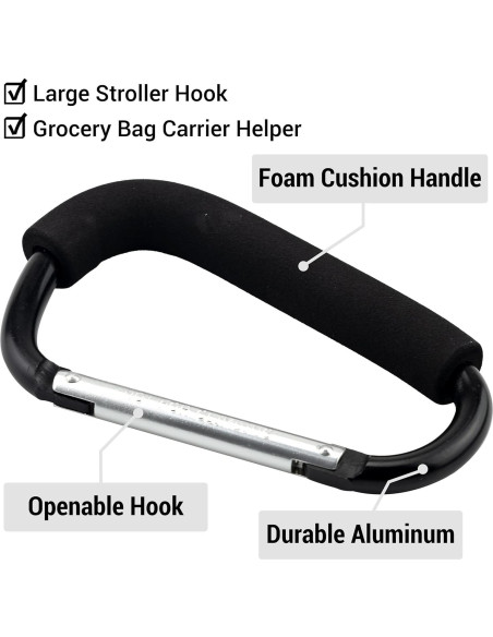 Paquete de 2 Ganchos Grandes para Carro de Compras - Aluminio