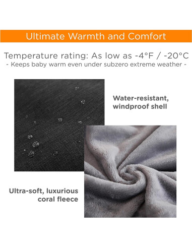 Saco de pies liuliuby CozyMuff negro 6M-4T invierno -20C