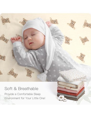 Sábanas de Cuna Knirose 100% Algodón Muselina 132x71 cm