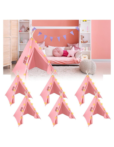 6 Tiendas Teepee Rosa MBJZSL con Luces 10FT para Niños