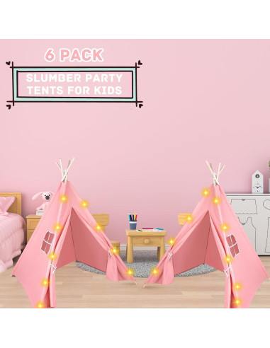 6 Tiendas Teepee Rosa MBJZSL con Luces 10FT para Niños