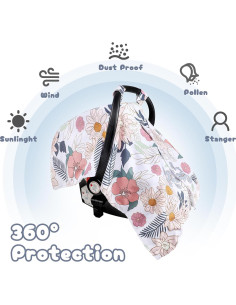 Funda de Asiento de Coche para Bebé HNHUAMING Floral Minky 2