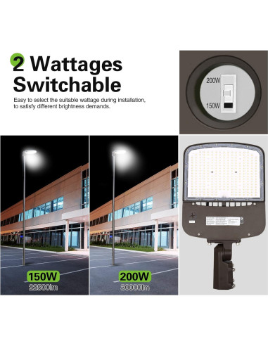 Luz LED de Estacionamiento Hykolity 200W con Fotocélula 45000lm
