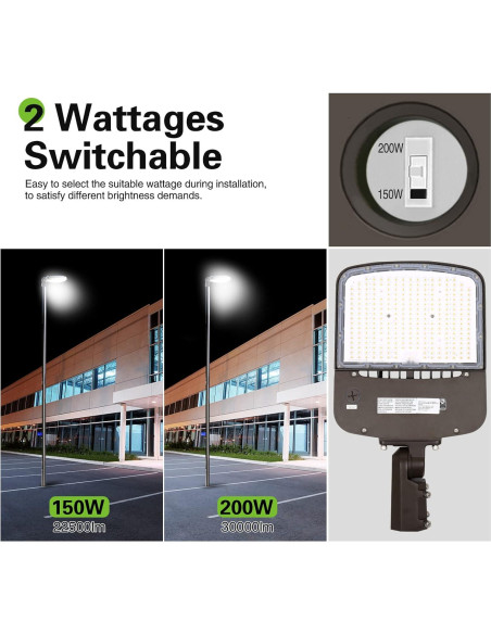 Luz LED de Estacionamiento Hykolity 200W con Fotocélula 45000lm