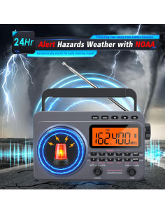 Radio Portátil AM/FM/SW Sunoony con Alerta NOAA 4000mAh 2
