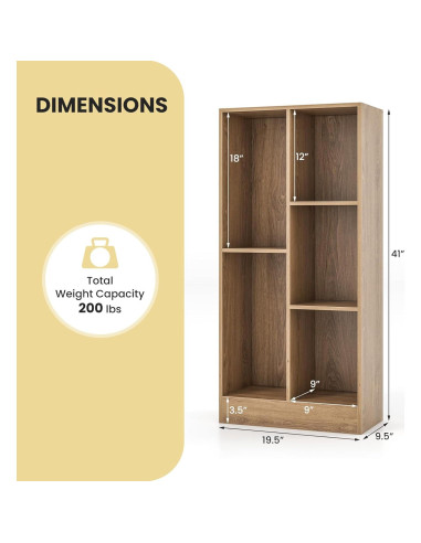 Estantería de Libros Costzon 5 Cubos 104 cm Madera Natural