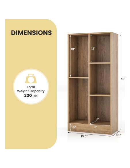 Estantería de Libros Costzon 5 Cubos 104 cm Madera Natural