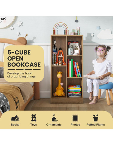 Estantería de Libros Costzon 5 Cubos 104 cm Madera Natural