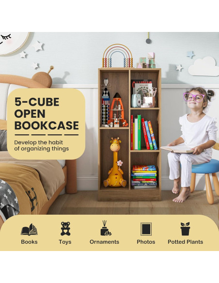 Estantería de Libros Costzon 5 Cubos 104 cm Madera Natural