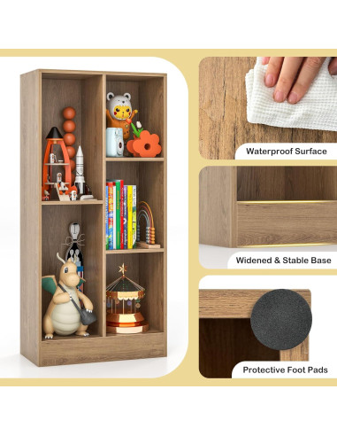 Estantería de Libros Costzon 5 Cubos 104 cm Madera Natural