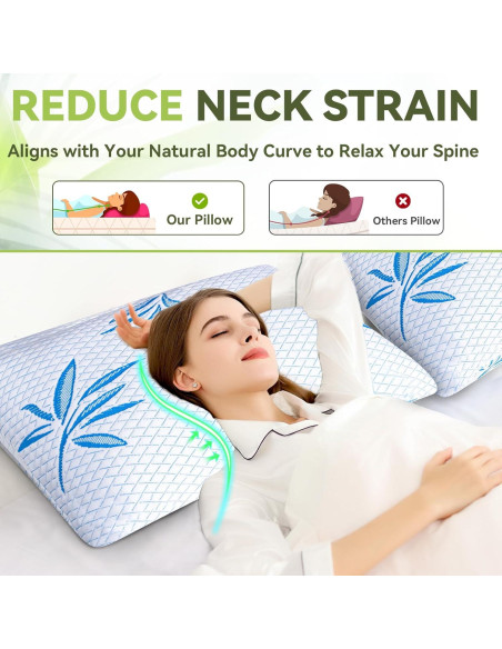 Juego de 2 Almohadas Queen Btasleeep Ajustables de Gel