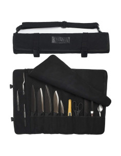 Funda de Cuchillos Asaya de Lona Negra - 10 Espacios
