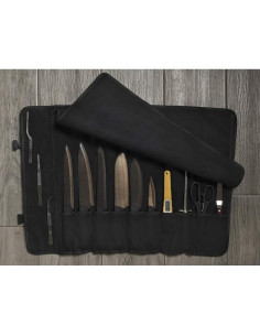 Funda de Cuchillos Asaya de Lona Negra - 10 Espacios 2
