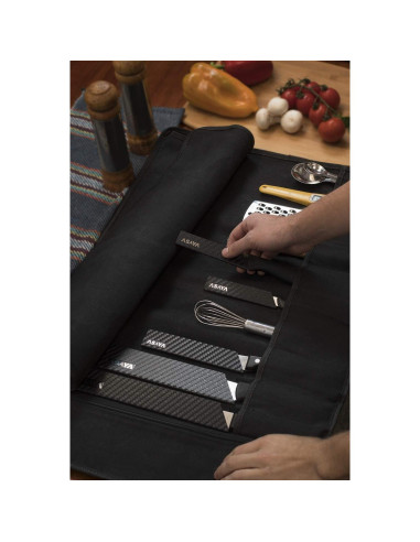 Funda de Cuchillos Asaya de Lona Negra - 10 Espacios