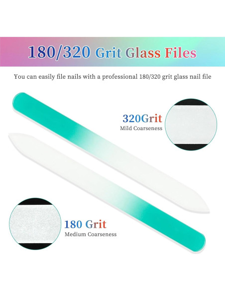 Juego de Limas de Uñas de Cristal YINGJEE 3 Pcs 180/320