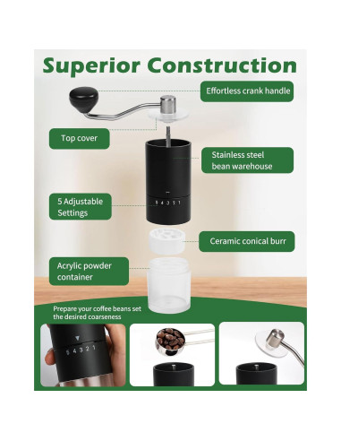 Molino de Café Manual Matrjestice con Muela de Cerámica 272g