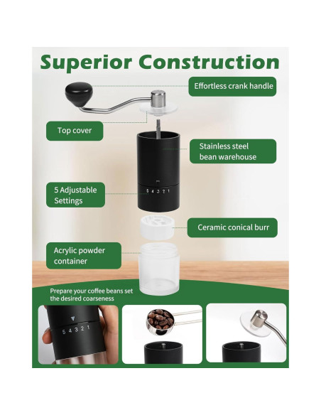 Molino de Café Manual Matrjestice con Muela de Cerámica 272g