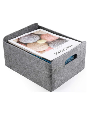 Cesta de Almacenamiento Plegable Welaxy Fieltro 30x24cm Carbón