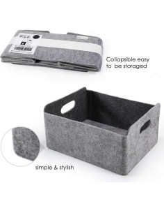 Cesta de Almacenamiento Plegable Welaxy Fieltro 30x24cm Carbón 2
