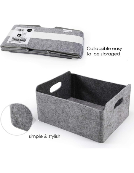 Cesta de Almacenamiento Plegable Welaxy Fieltro 30x24cm Carbón